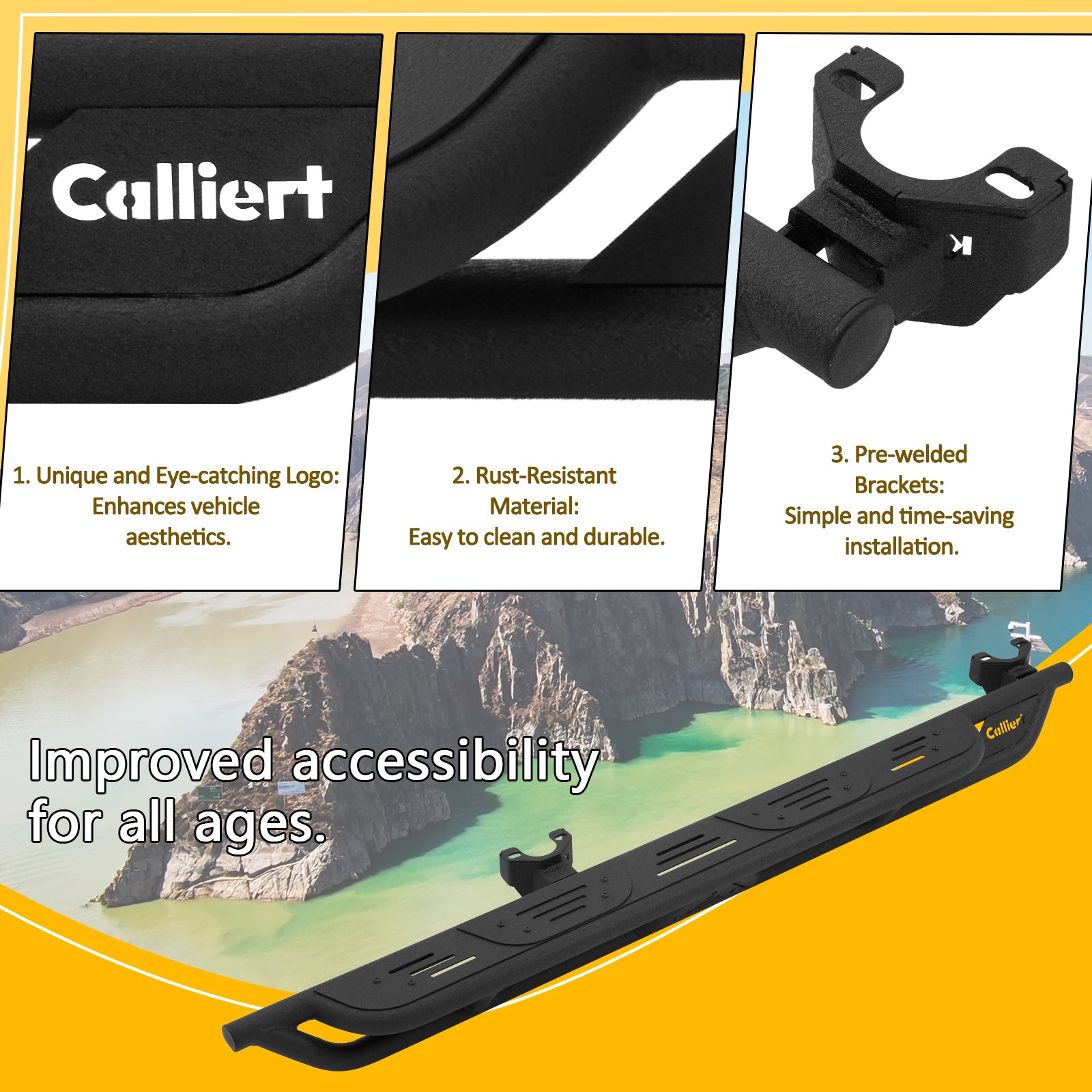 Running Boards Compatible with 2007-2018 Jeep Wrangler JK 4 Door Unique Style Bolt-on Black Powder Coated Nerf Bar