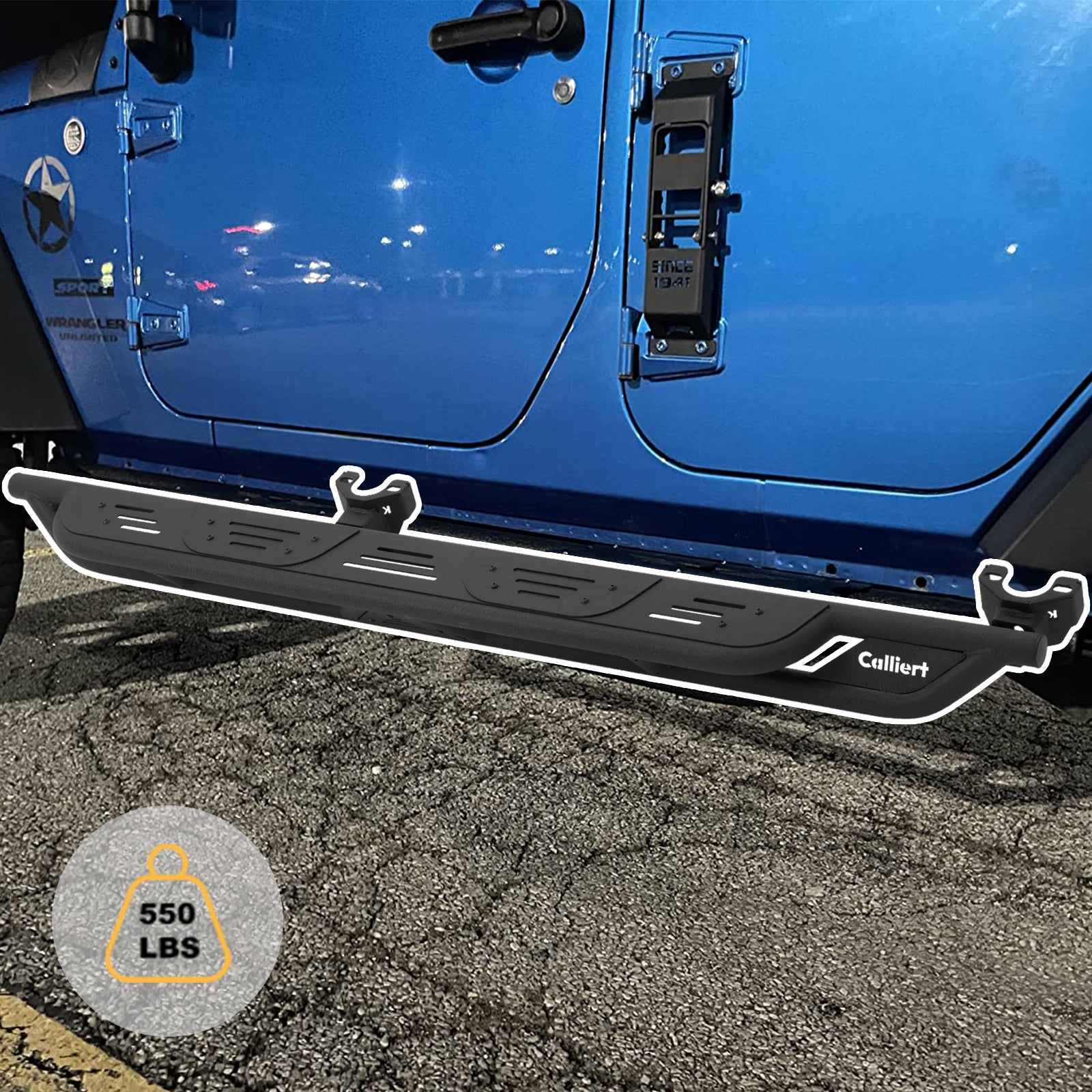 Running Boards Compatible with 2007-2018 Jeep Wrangler JK 4 Door Unique Style Bolt-on Black Powder Coated Nerf Bar