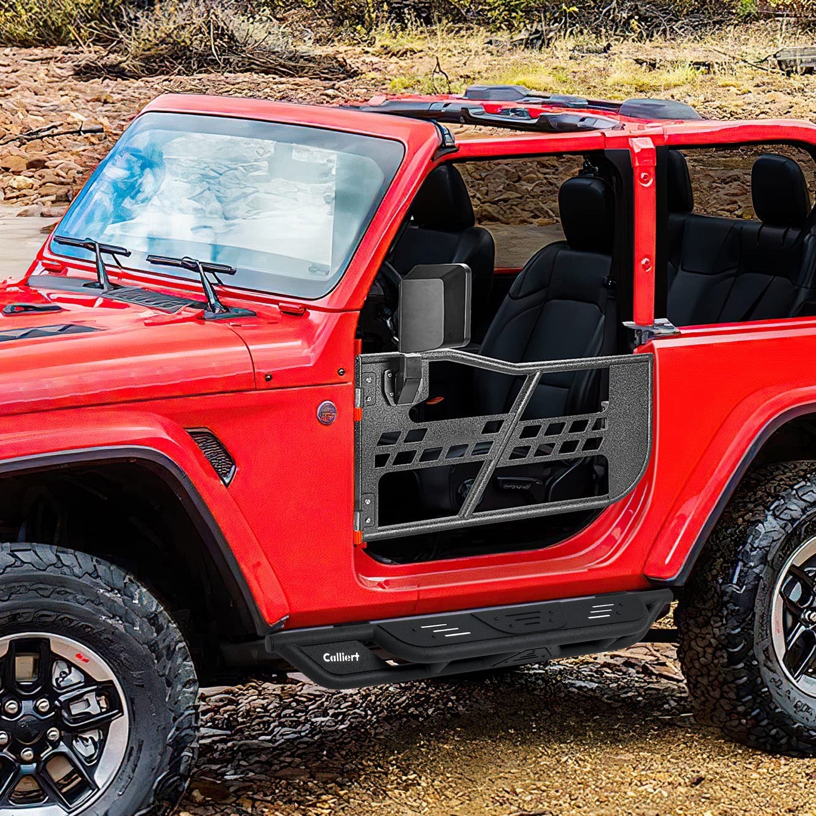 Running Boards ＆ Side Step Compatible with 2018-2024 Jeep Wrangler JL 2 Doors, Heavy-Duty Steel Nerf Bars Step for Jeep JL, Black Powder Coated Side Steps