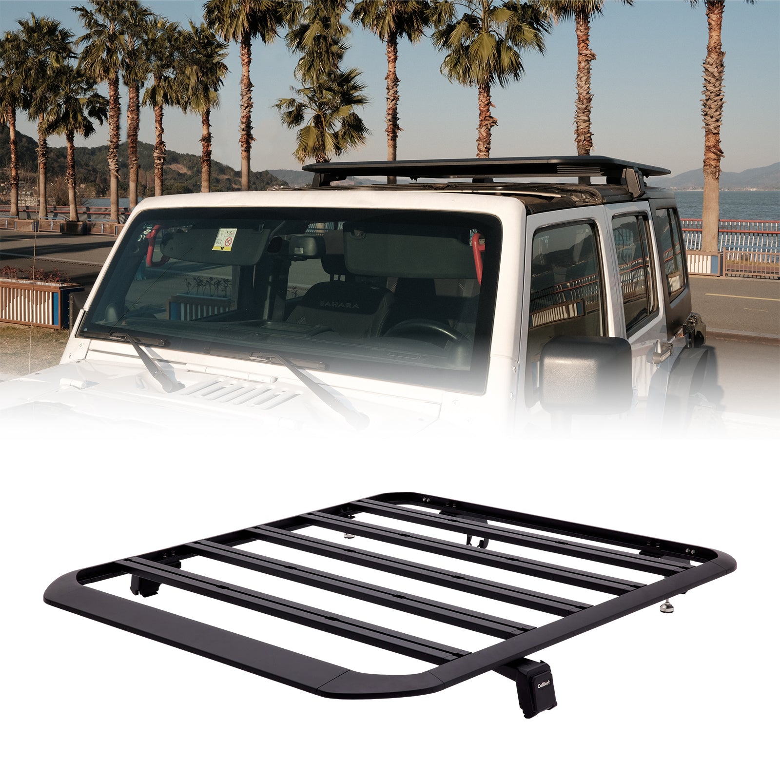 Roof Rack Cargo Basket Overland for 2007-2018 Jeep Wrangler JK JKU Aluminum Luggage Rooftop Storage Carrier