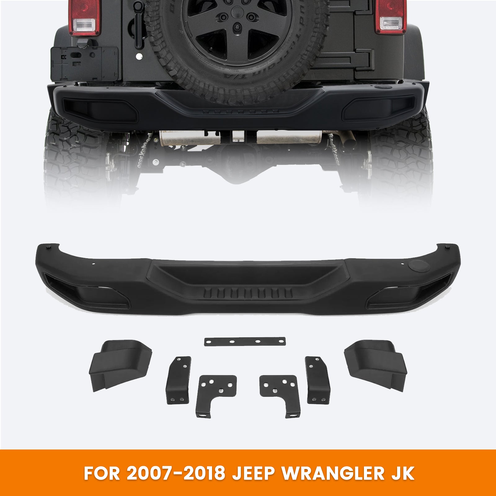 Rear Bumper Fits for Jeep Wrangler JK 2007-2018 Off Road Bumper 10th Anniversary Style Black Guard Protector