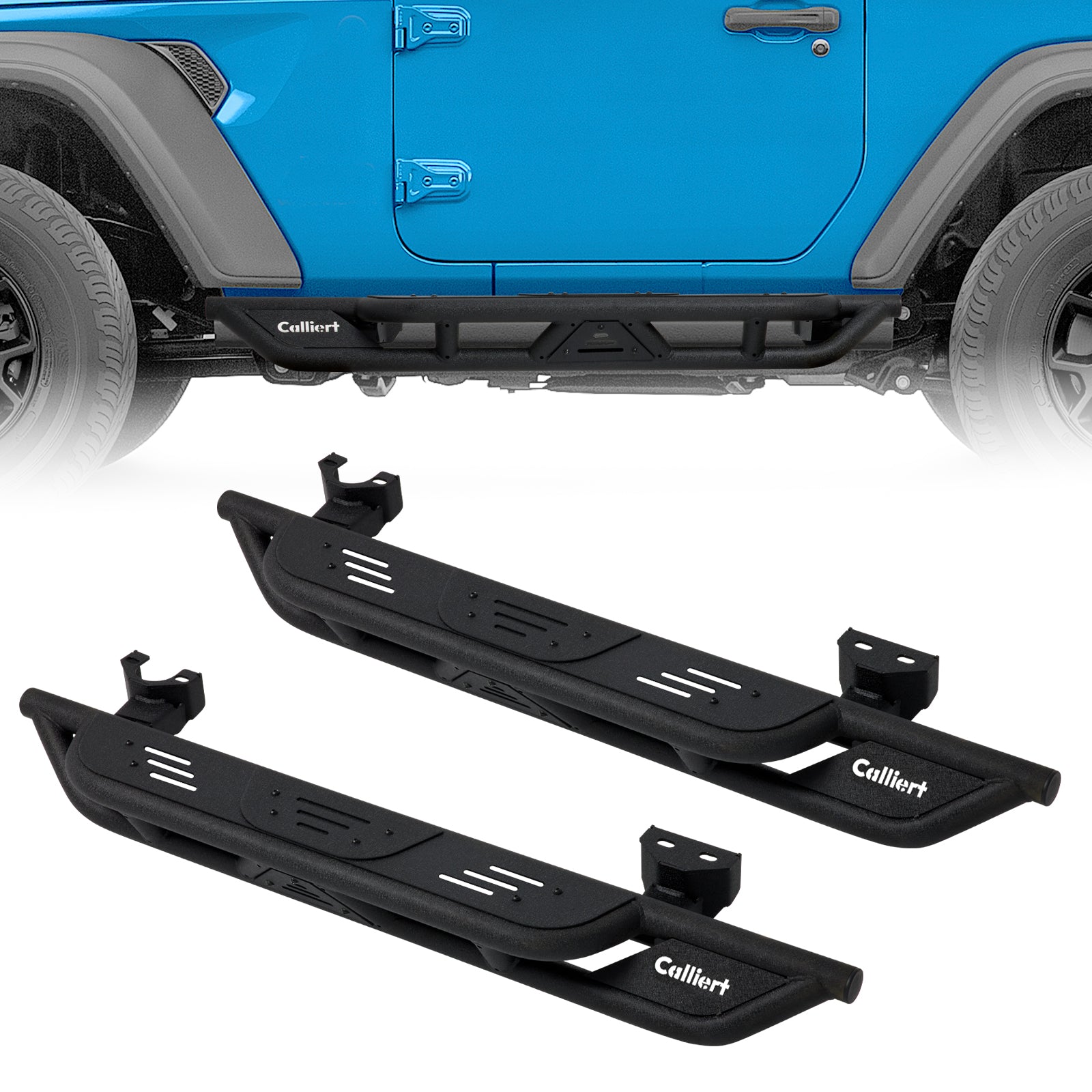 Running Boards ＆ Side Step Compatible with 2018-2024 Jeep Wrangler JL 2 Doors, Heavy-Duty Steel Nerf Bars Step for Jeep JL, Black Powder Coated Side Steps