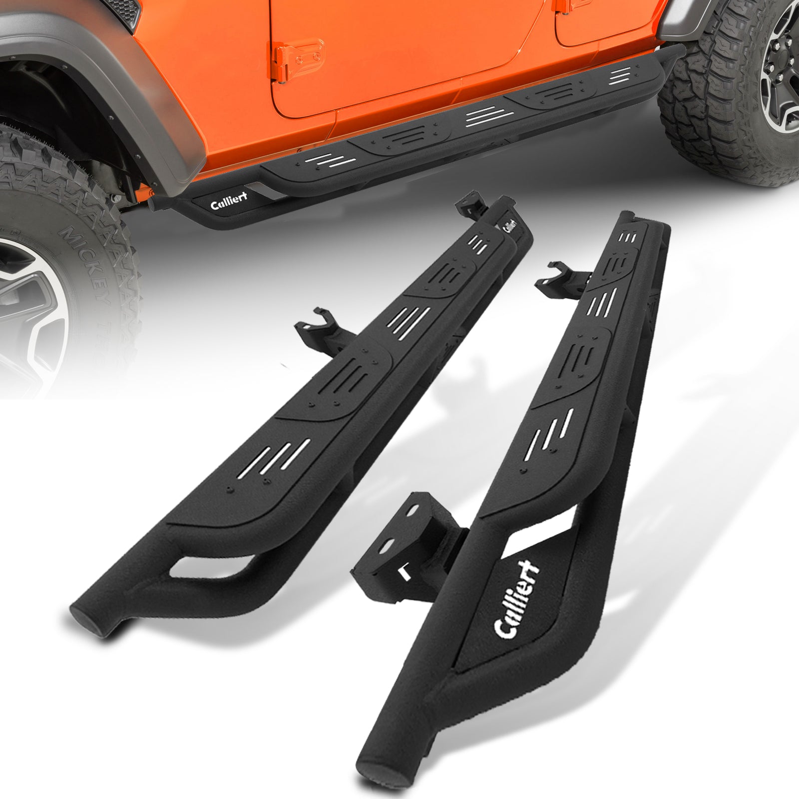 Running Boards Compatible with 2018-2024 Jeep Wrangler JL 4 Door, Matte Black Nerf Bars Step Plates Rock Sliders Rails