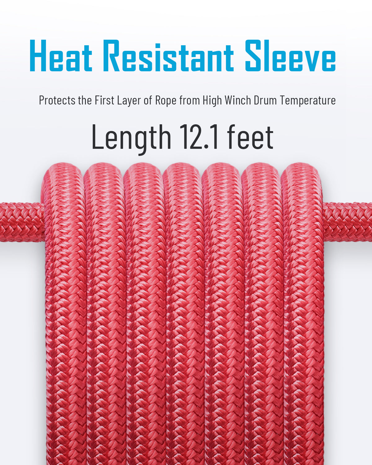 BPFAC ZEAK 1/2''×65' Durable Gray Synthetic Line with Protective Sleeve Powerful Winch Rope