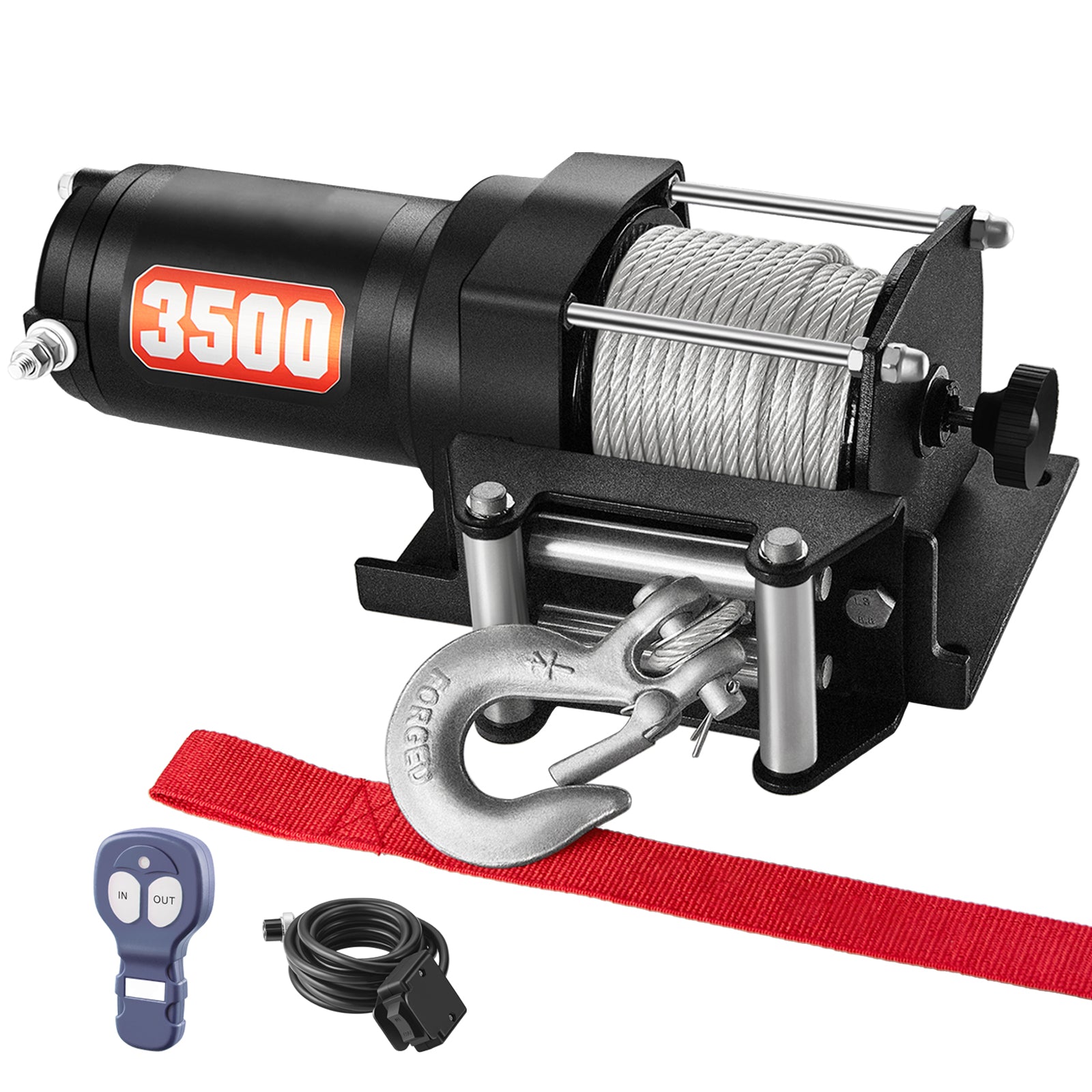 AOTOWO 12V DC 3500 lb. ATV/UTV Electric Winch Kit, Steel Cable with Wireless Remote, Mini-Rocker, Bracket