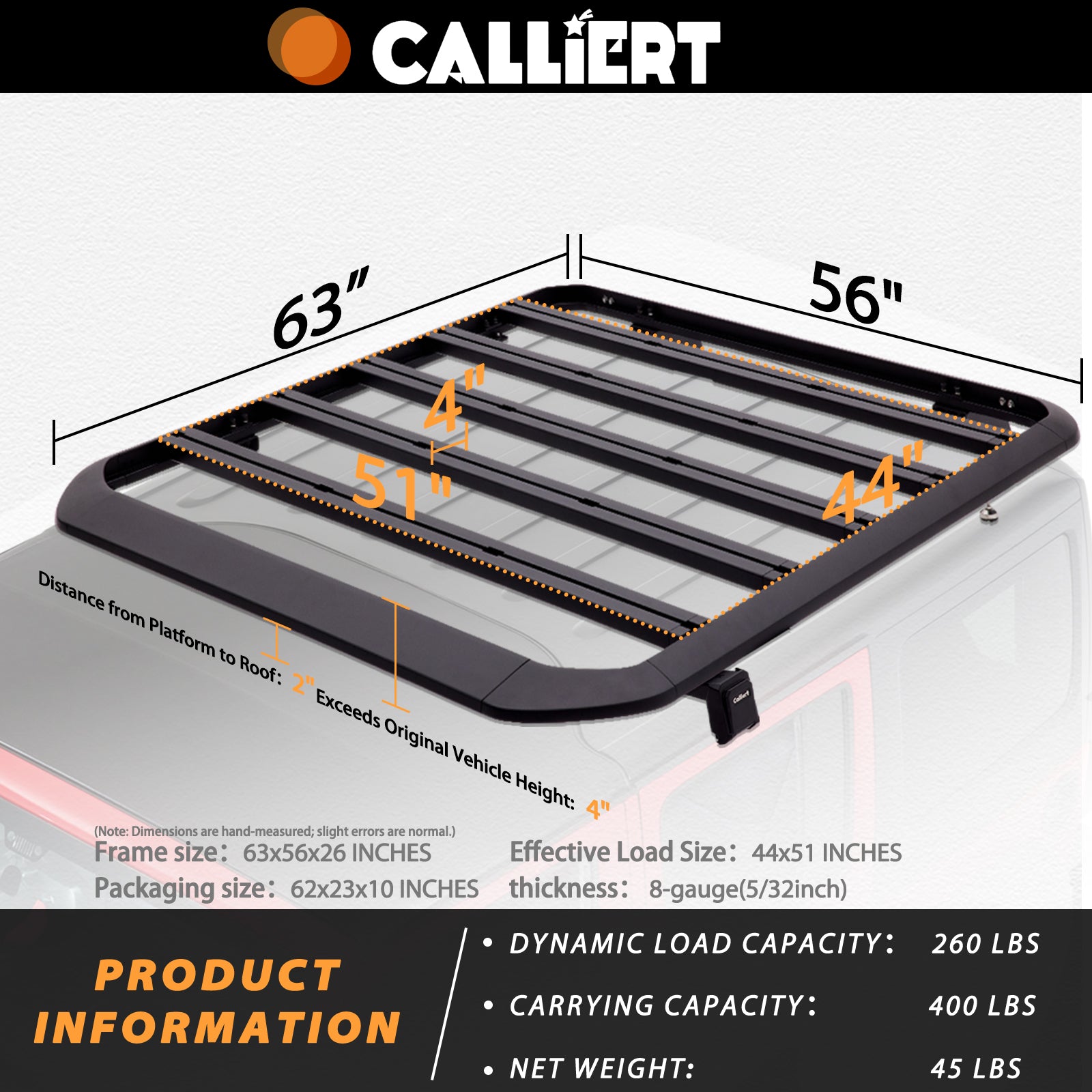 Roof Rack Cargo Basket Overland for 2007-2018 Jeep Wrangler JK JKU Aluminum Luggage Rooftop Storage Carrier