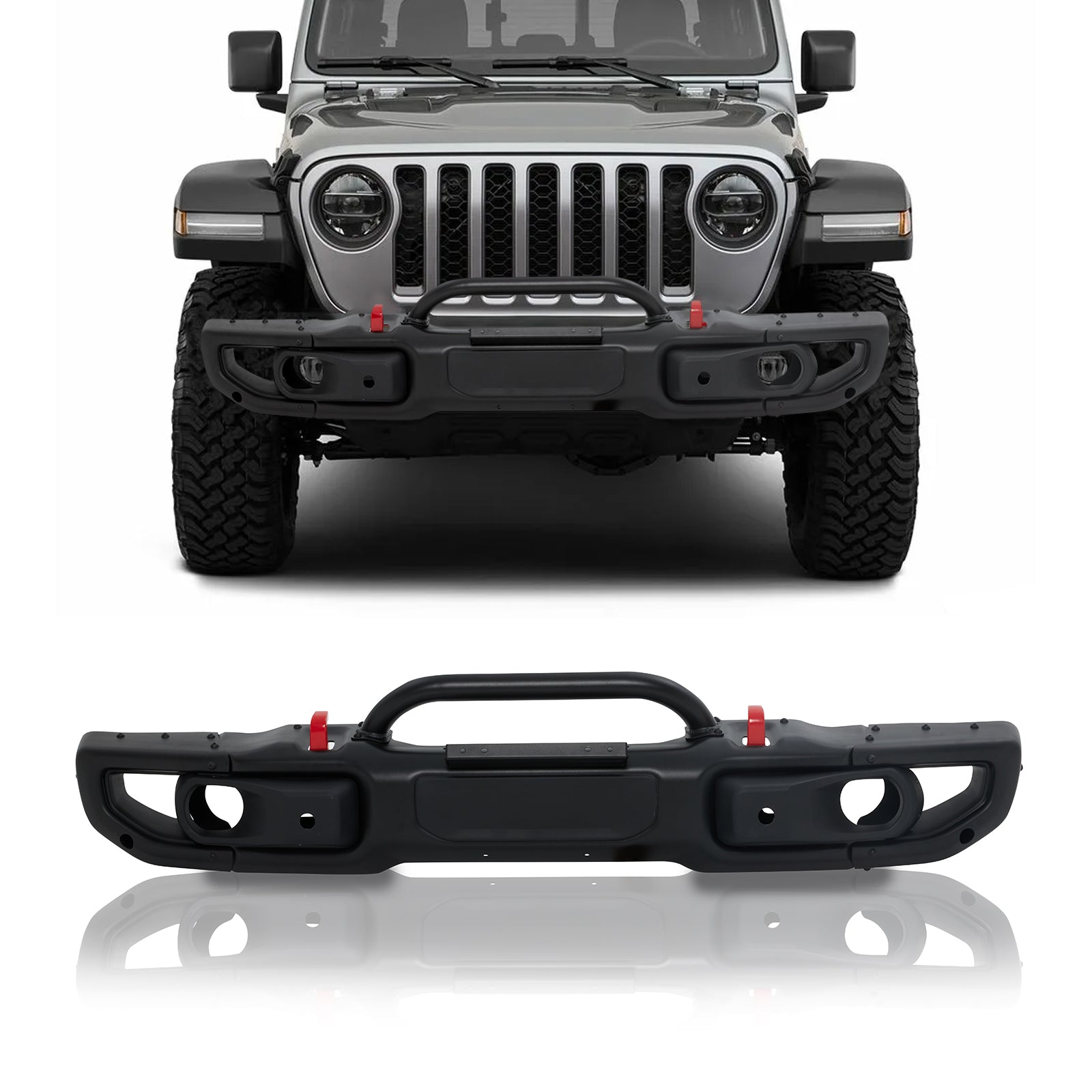 Front Bumper w/Sensors 10th Anniversary Compatible with Jeep Wrangler JL 2018-2024 Off Road Bumper