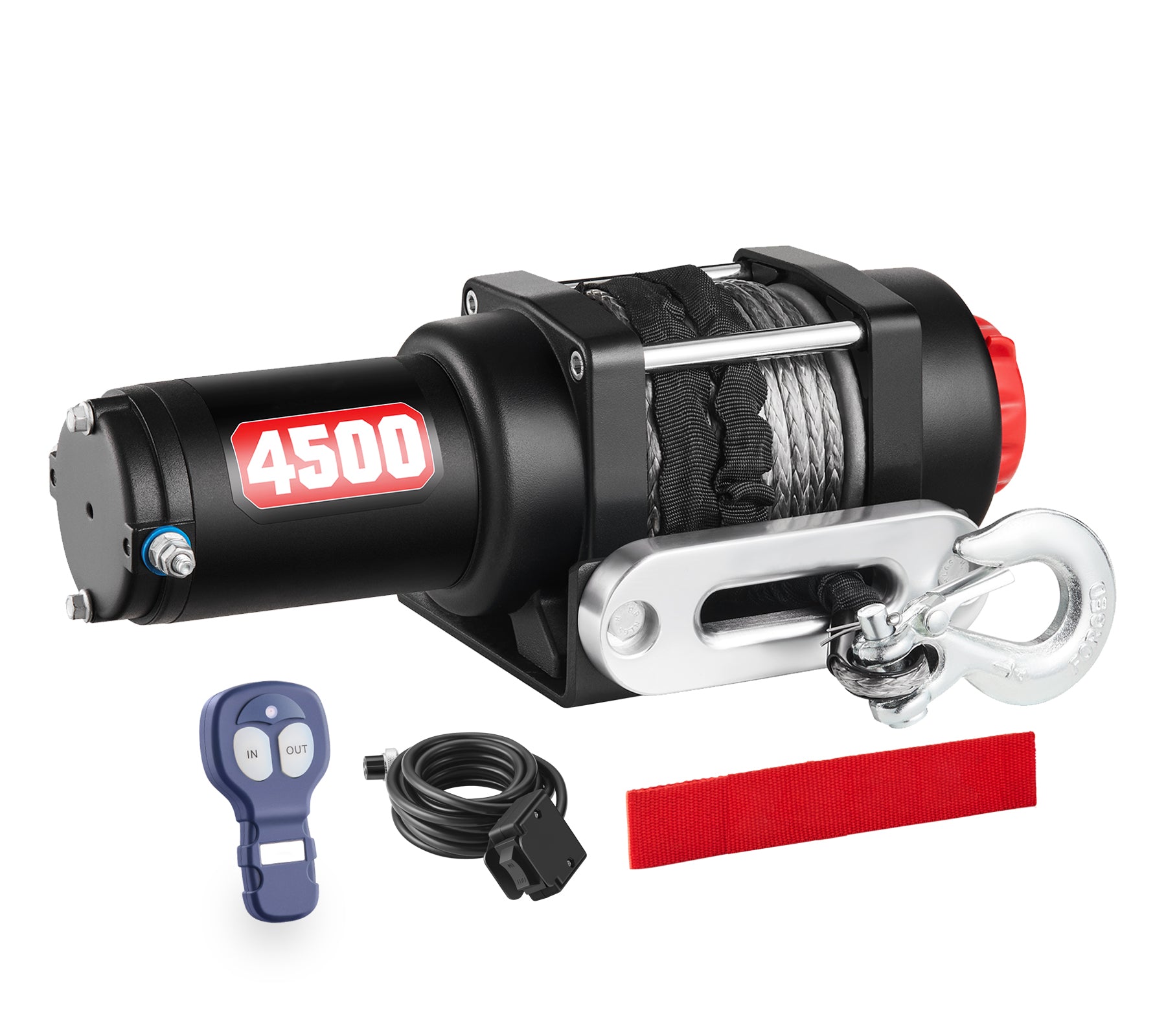 AOTOWO 4500 lb Winch Kit, 12V 45 Feet Synthetic Rope, with Wireless Remote Bracket, for UTV Off Roading