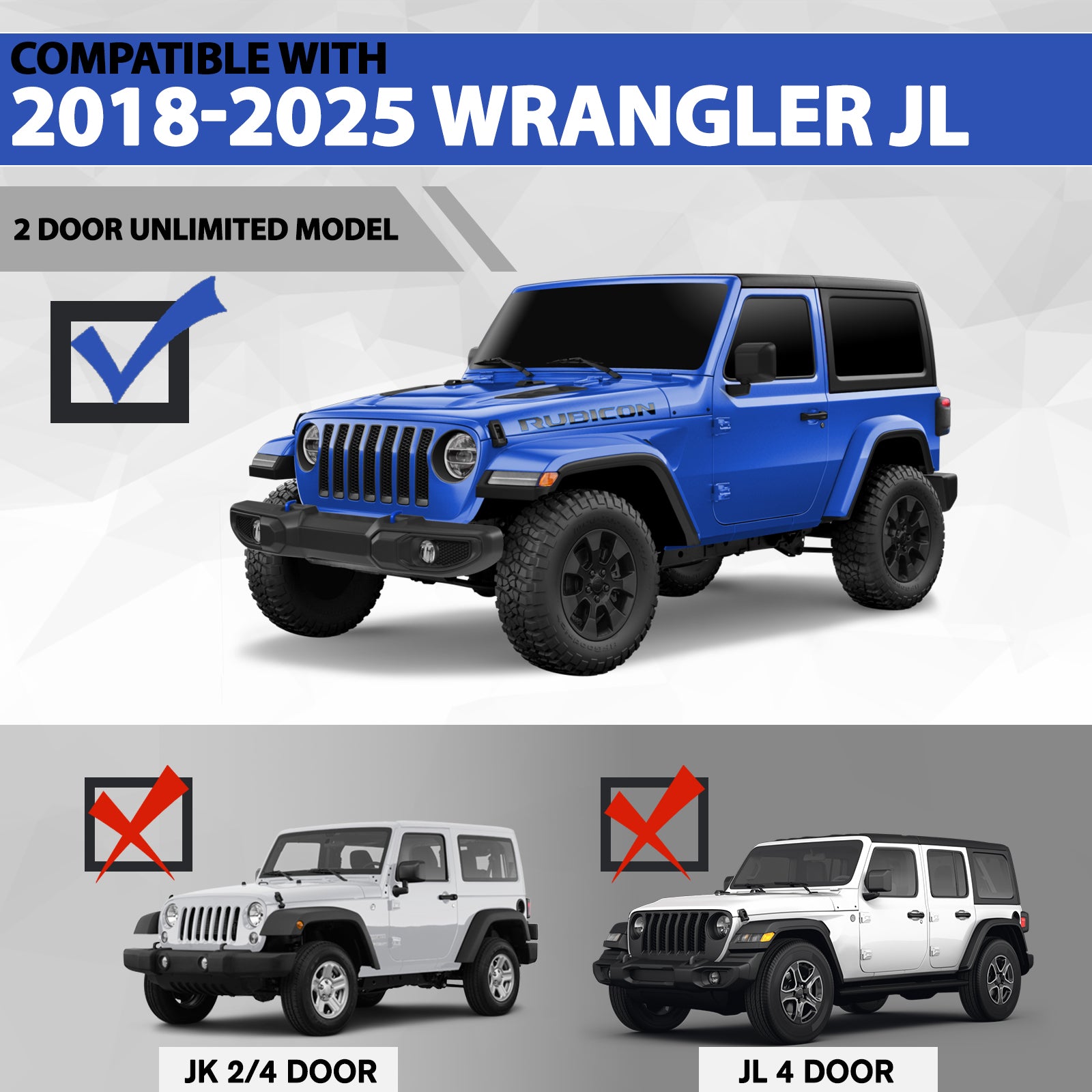 Running Boards ＆ Side Step Compatible with 2018-2024 Jeep Wrangler JL 2 Doors, Heavy-Duty Steel Nerf Bars Step for Jeep JL, Black Powder Coated Side Steps