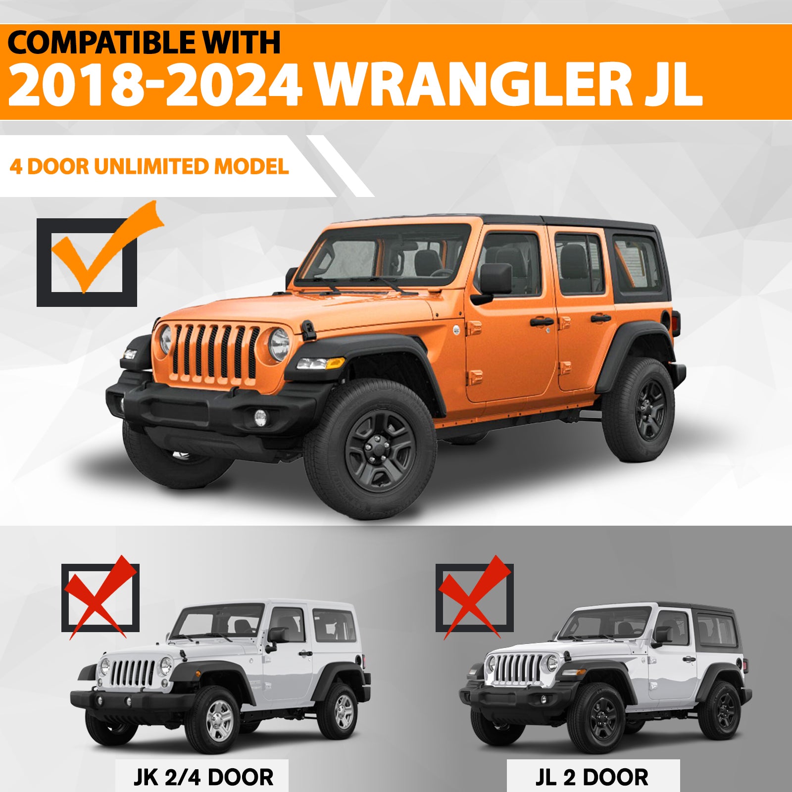 Running Boards Compatible with 2018-2024 Jeep Wrangler JL 4 Door, Matte Black Nerf Bars Step Plates Rock Sliders Rails