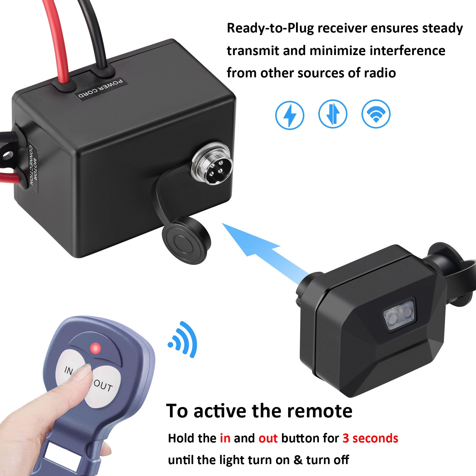 3500 lb. Advanced 12V DC Electric Winch, Off Road Waterproof, Synthetic Rope, Mount, for Sports car, ATV