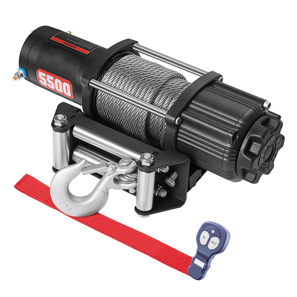 AOTOWO Advanced 5500 lb. Electric Winch Off Road Automatic Powersports Winch, ATV Utility, Gavanized Steel Rope, with Mount, Remote