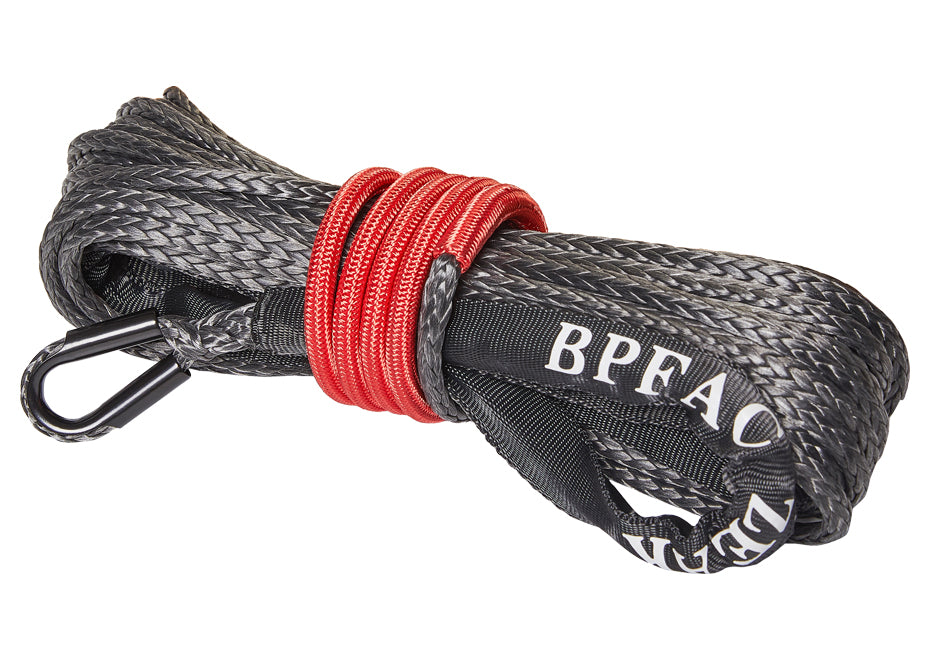 BPFAC ZEAK 1/4'' x 49' Black Synthetic Rope 7500lb Breaking Strength Heavy Duty Winch Rope
