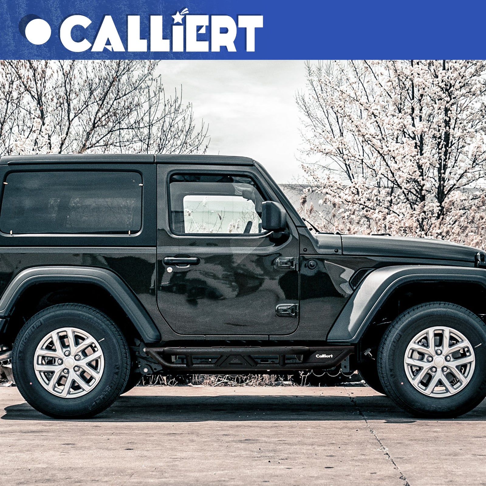 Running Boards ＆ Side Step Compatible with 2018-2024 Jeep Wrangler JL 2 Doors, Heavy-Duty Steel Nerf Bars Step for Jeep JL, Black Powder Coated Side Steps