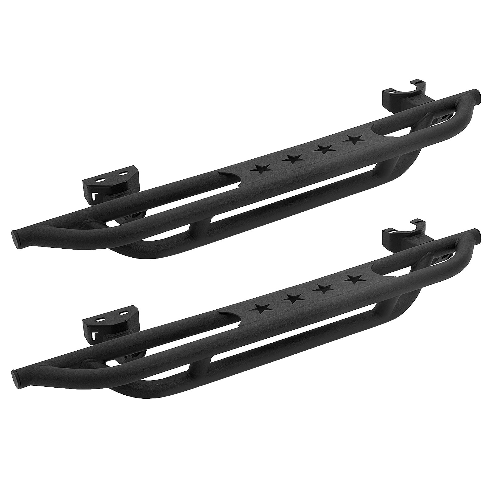 Wrangler JL Running Boards 2 Doors, Steel Black Side Step Rails Nerf Bars for 2018-2024 Jeep Wrangler JL 2-Door with Stars Designed