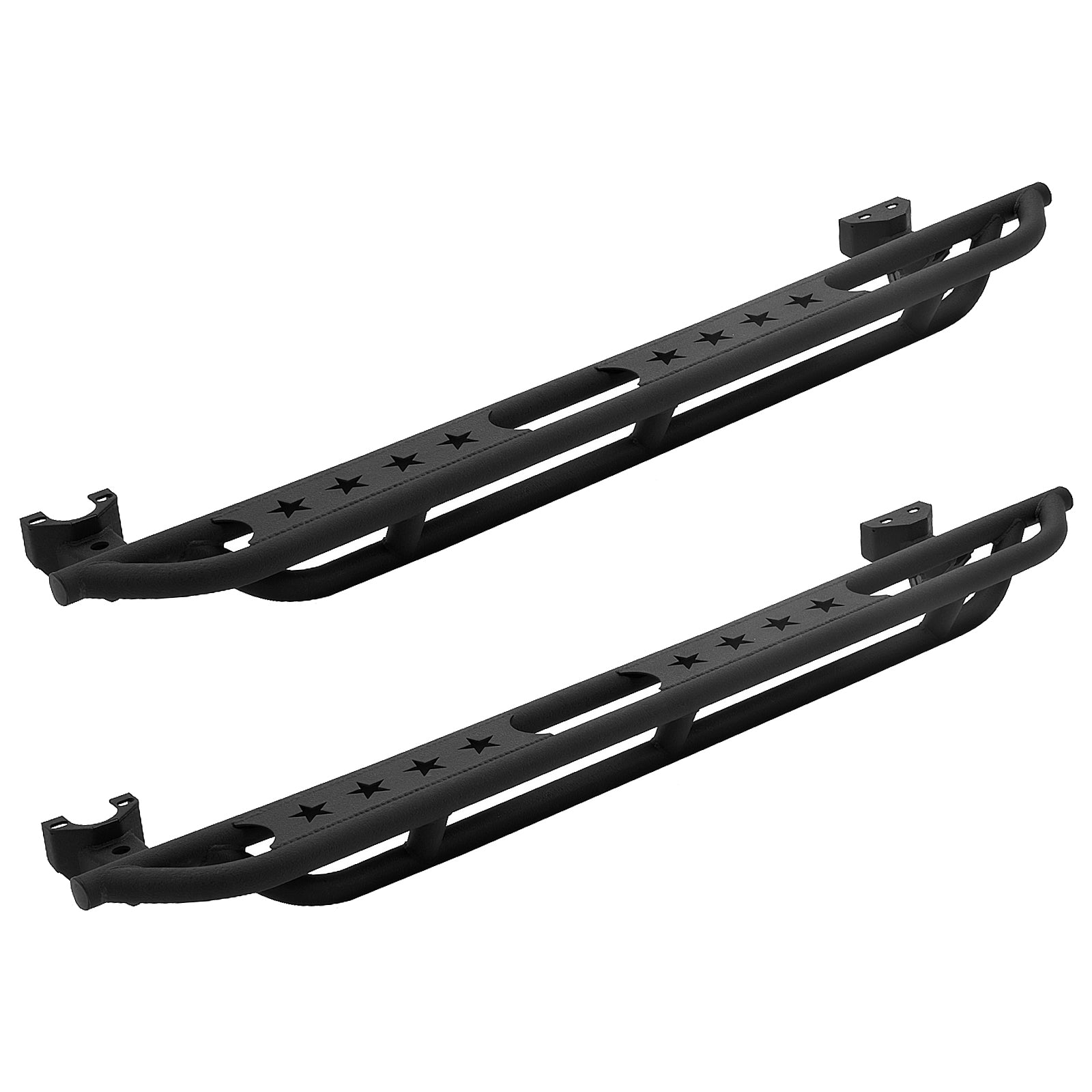 Steel Running Boards Compatible with 2018-2024 Jeep Wrangler JL 4 Door, Step Plate Rock Slider Rail with Stars Designed
