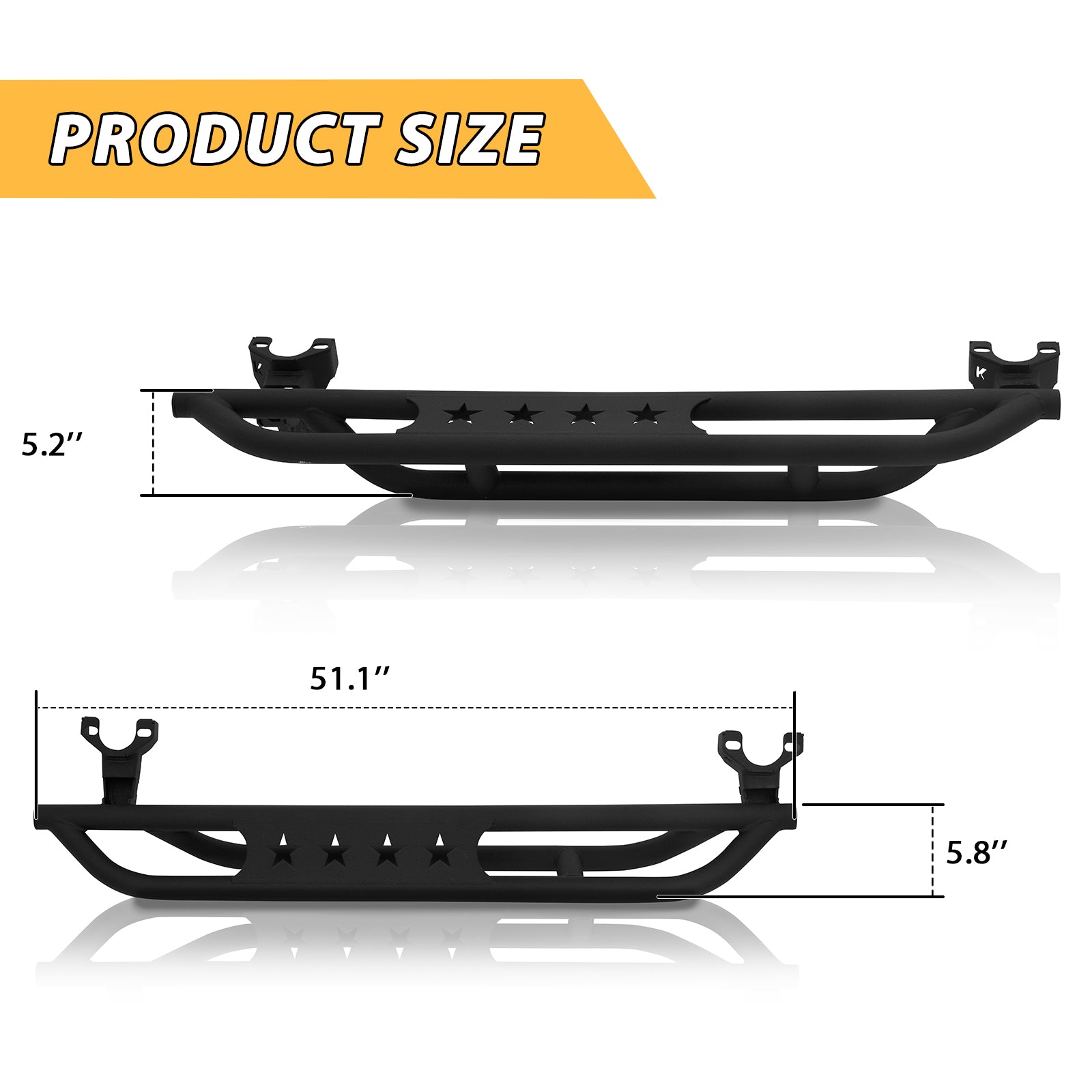 Running Boards for 2007-2018 Jeep Wrangler JK 2 Door, Heavy-Duty Tube Side Steps, Upgraded Matte Black Nerf Bars