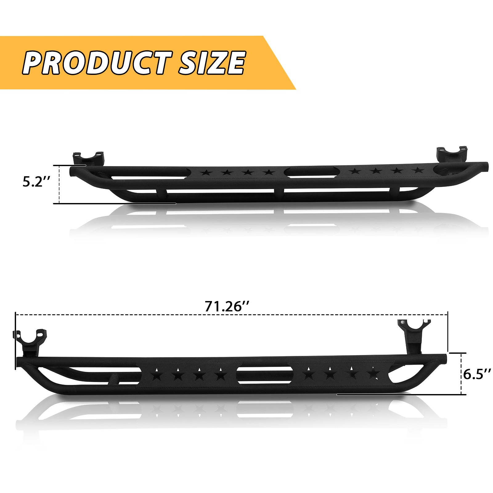 Running Boards Compatible with 2007-2018 Jeep Wrangler JK 4 Door, Steel Build Side Steps, Black Powder Coated