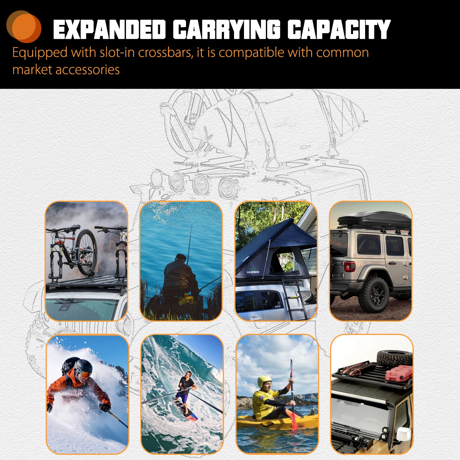 Roof Rack Cargo Basket Overland for 2007-2018 Jeep Wrangler JK JKU Aluminum Luggage Rooftop Storage Carrier