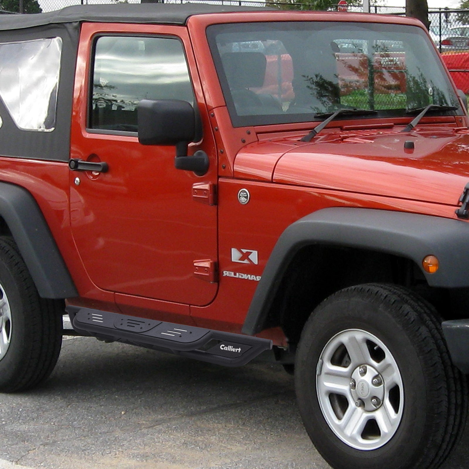 Running Boards Side Steps Compatible with 2007-2018 Jeep Wrangler JK 2 Doors, Unique Style Bolt-on Steel, Black Powder Coated Nerf Bar