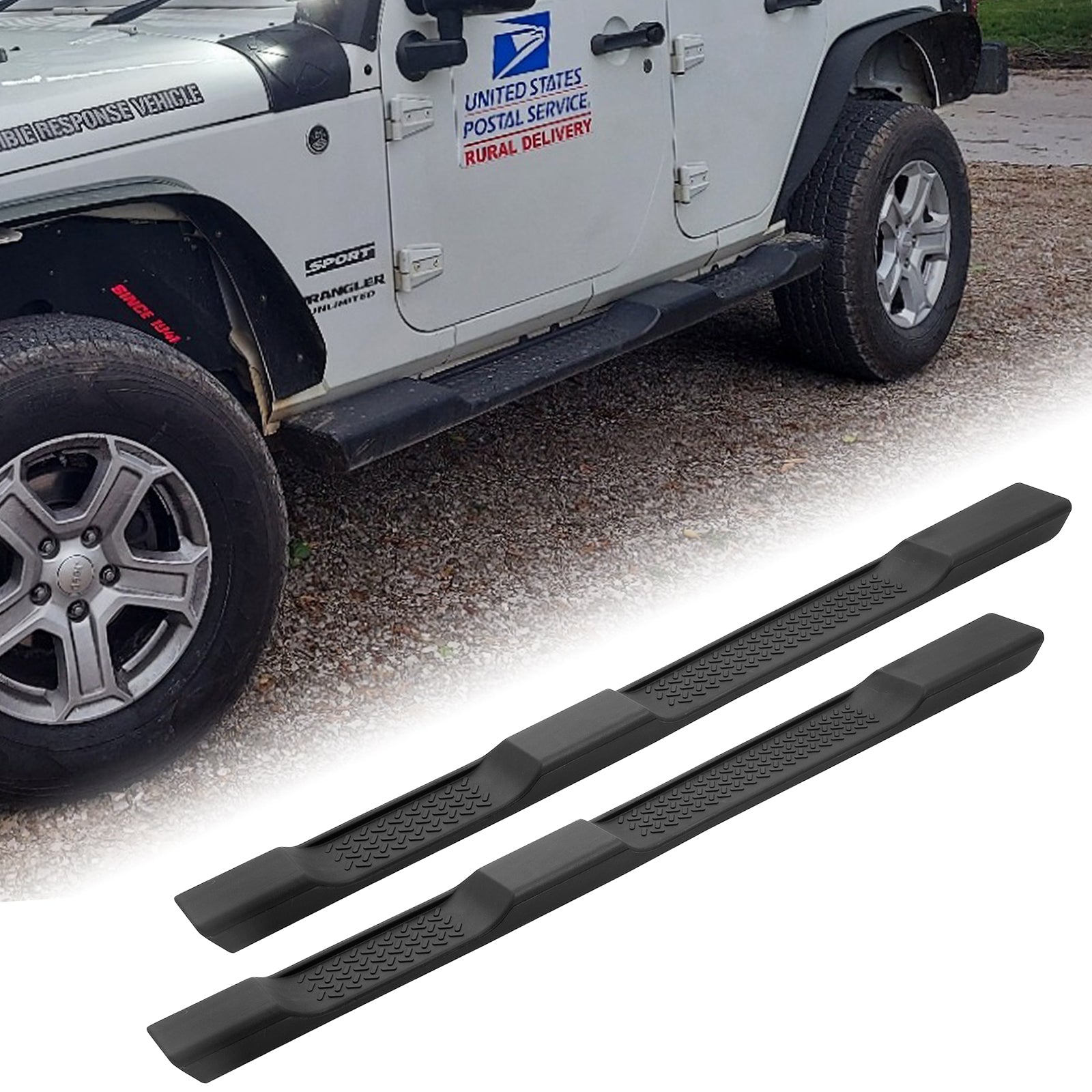 OE Style Running Boards, Nerf Bars, Side Steps Compatible with 2007-2018 Jeep Wrangler JK 4 Door Black Side Steps
