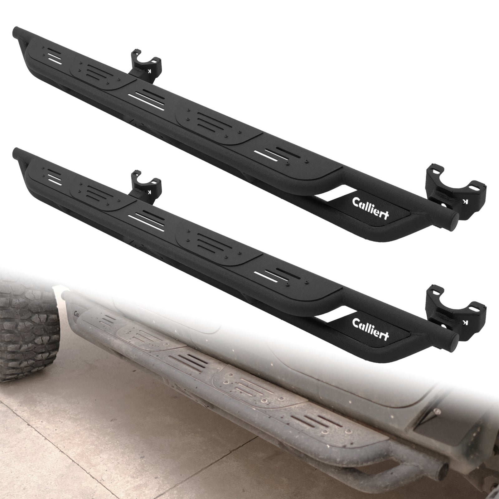 Running Boards Compatible with 2007-2018 Jeep Wrangler JK 4 Door Unique Style Bolt-on Black Powder Coated Nerf Bar