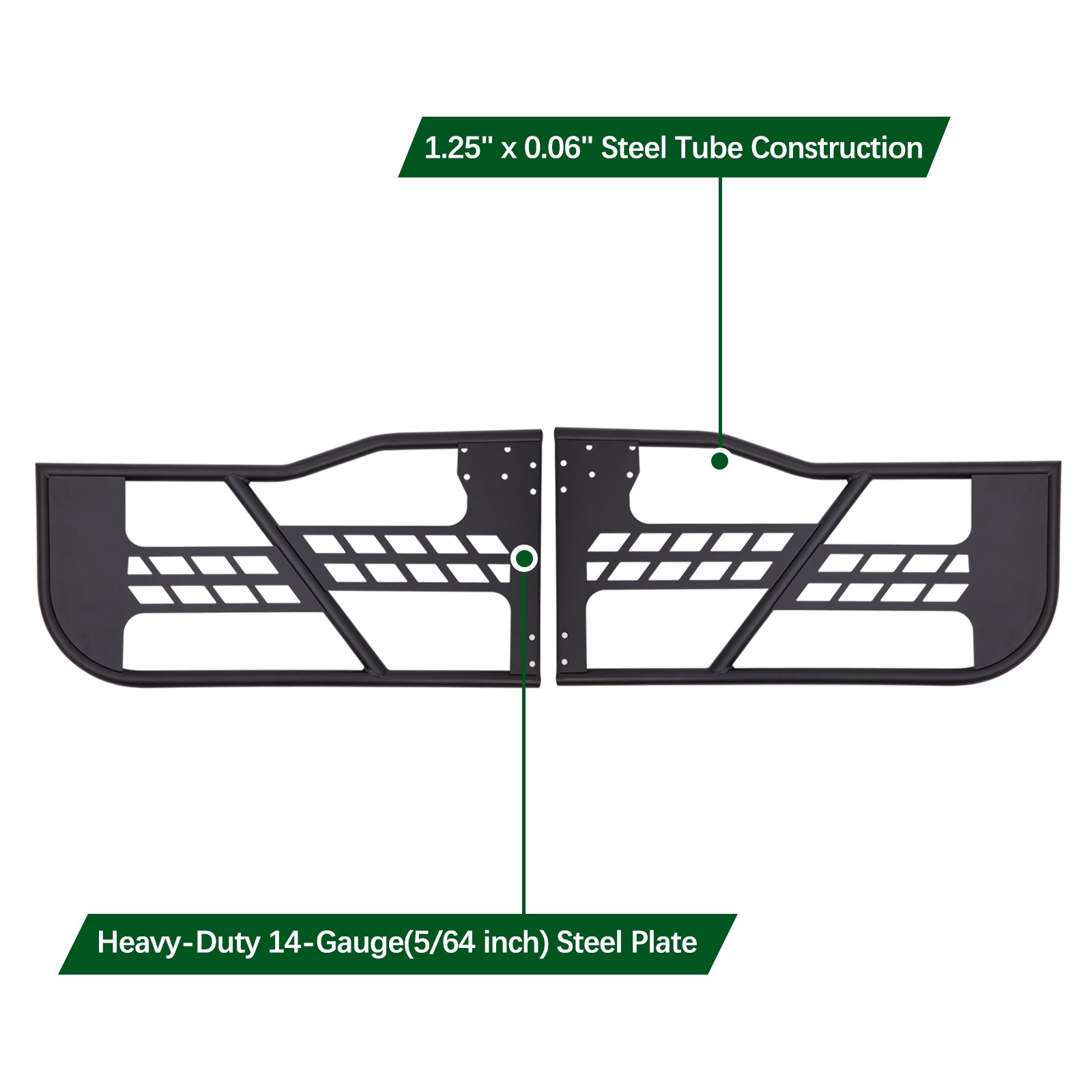 Tubular Half Doors Fit for 2007-2018 Jeep Wrangler JK Unlimited 4-Door Front Tube Doors