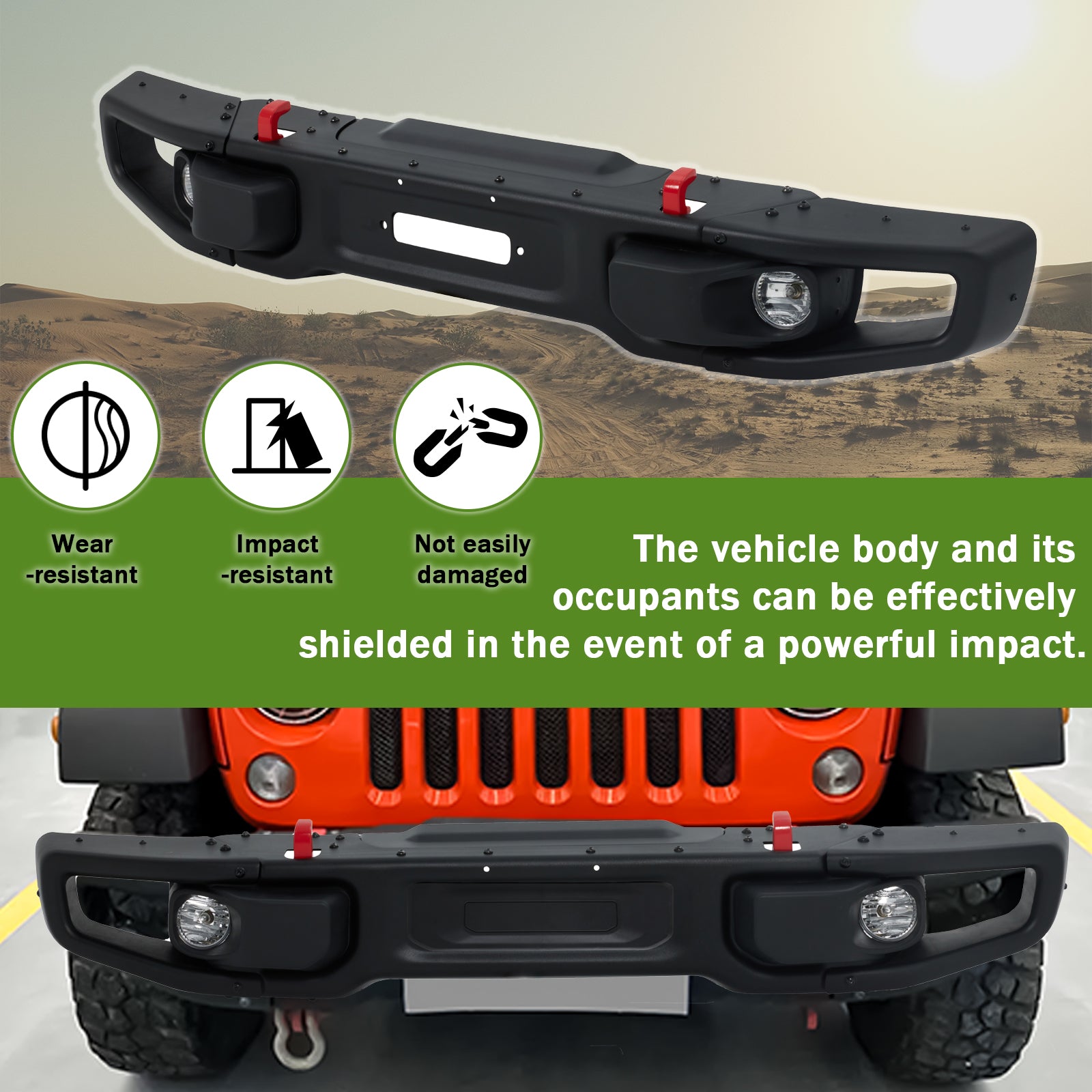 Front Bumper 10th Anniversary Compatible with Jeep Wrangler JK 2007-2018 Off Road Bumper