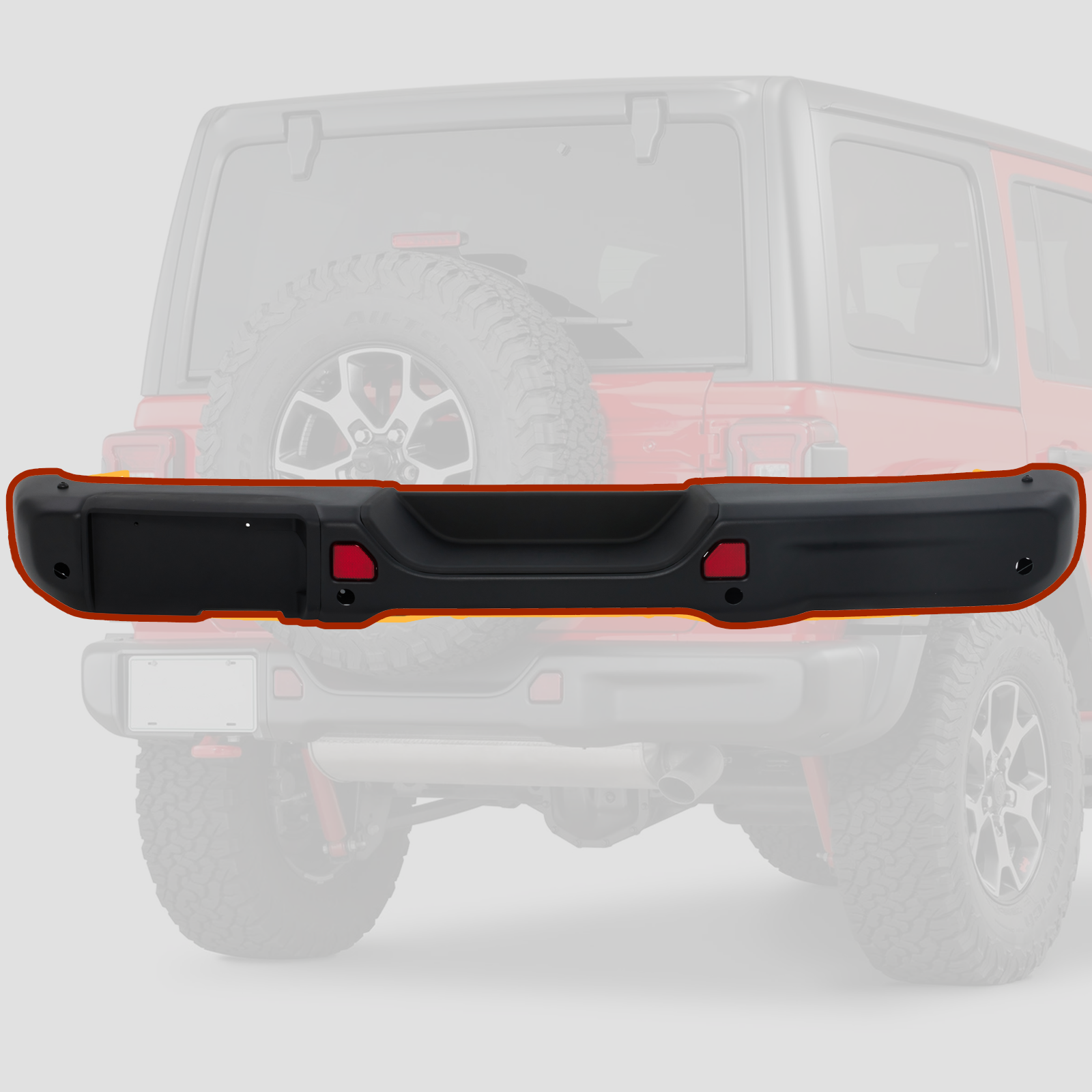 Rear Bumper Compatible with 2018-2024 Jeep Wrangler JL Rubicon 10th Anniversary Style W/Sensors Off Road Heavy Duty Steel Bumper
