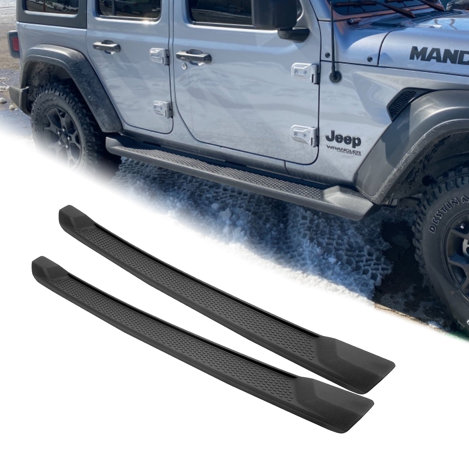 Matte Black Coated 6 Inches Side Steps, Nerf Bars, Compatible with 2018-2024 Jeep Wrangler JL 4 Door, OE Style Bolt-on Running Boards