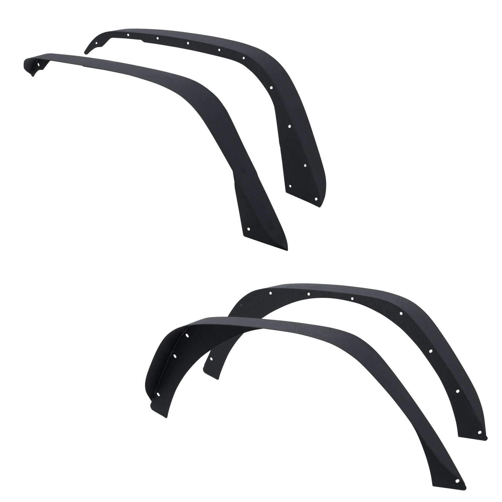 Flat Front & Rear Fender Flares Compatible with 2018-2024 Jeep Wrangler JL JLU 4 PCS Off-Road Steel Liner Set Mud Guards Textured Black Heavy Duty
