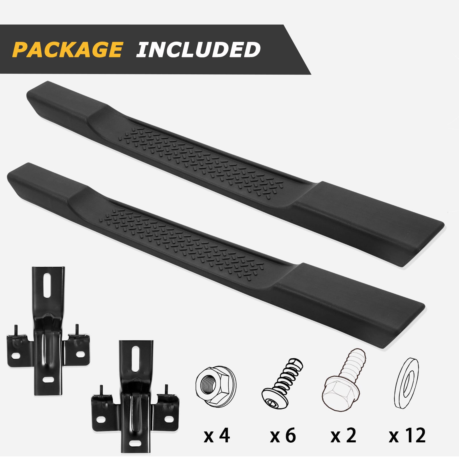 6 Inches OE Style Running Boards, Matte Black Side Steps Compatible with 2007-2018 Jeep Wrangler JK 2 Door
