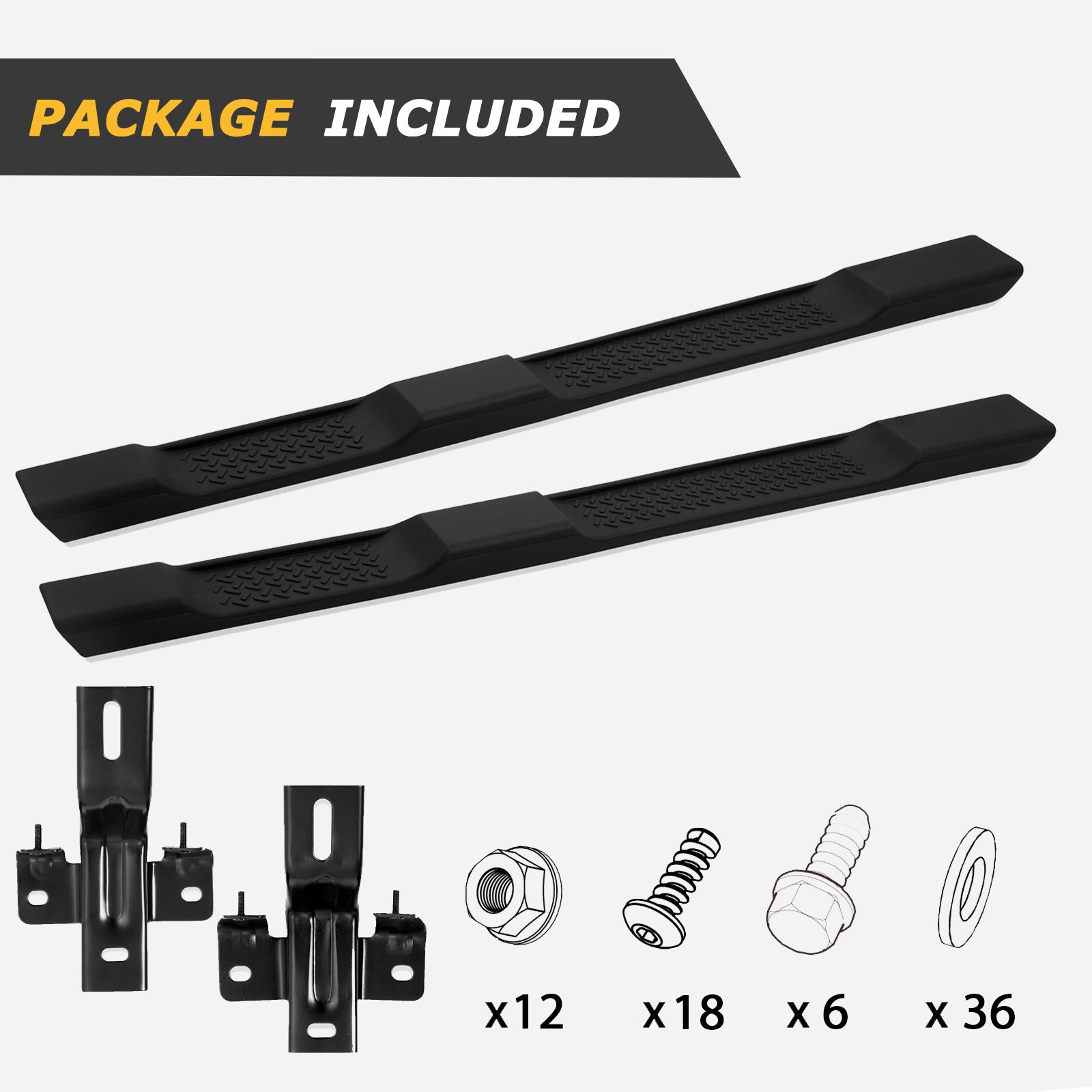 OE Style Running Boards, Nerf Bars, Side Steps Compatible with 2007-2018 Jeep Wrangler JK 4 Door Black Side Steps