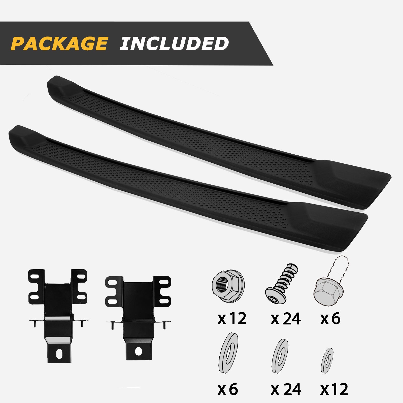 Matte Black Coated 6 Inches Side Steps, Nerf Bars, Compatible with 2018-2024 Jeep Wrangler JL 4 Door, OE Style Bolt-on Running Boards