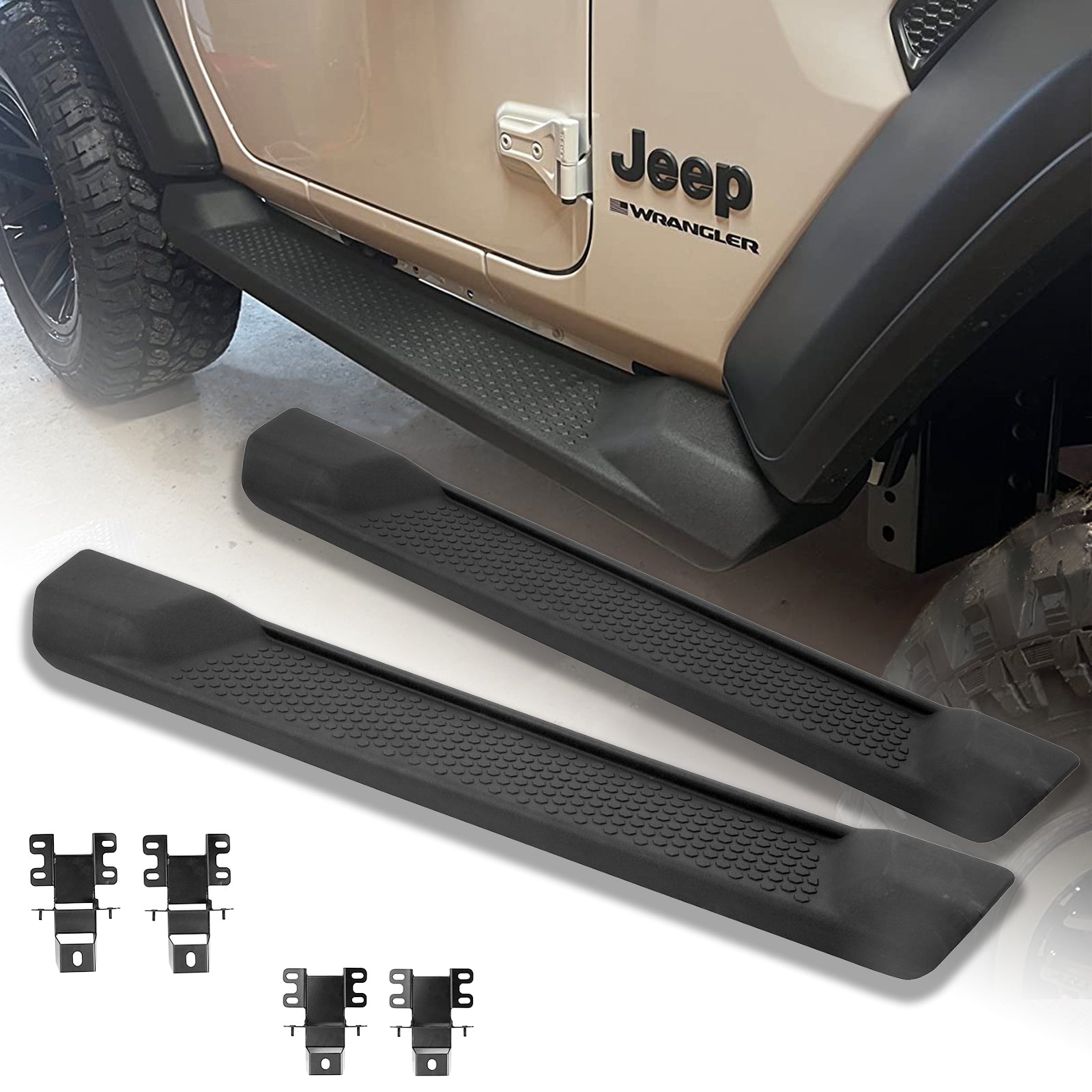 Matte Black Coated 6 Inches Side Steps, Compatible with 2018-2024 Jeep Wrangler JL 2 Door OE Style Running Boards