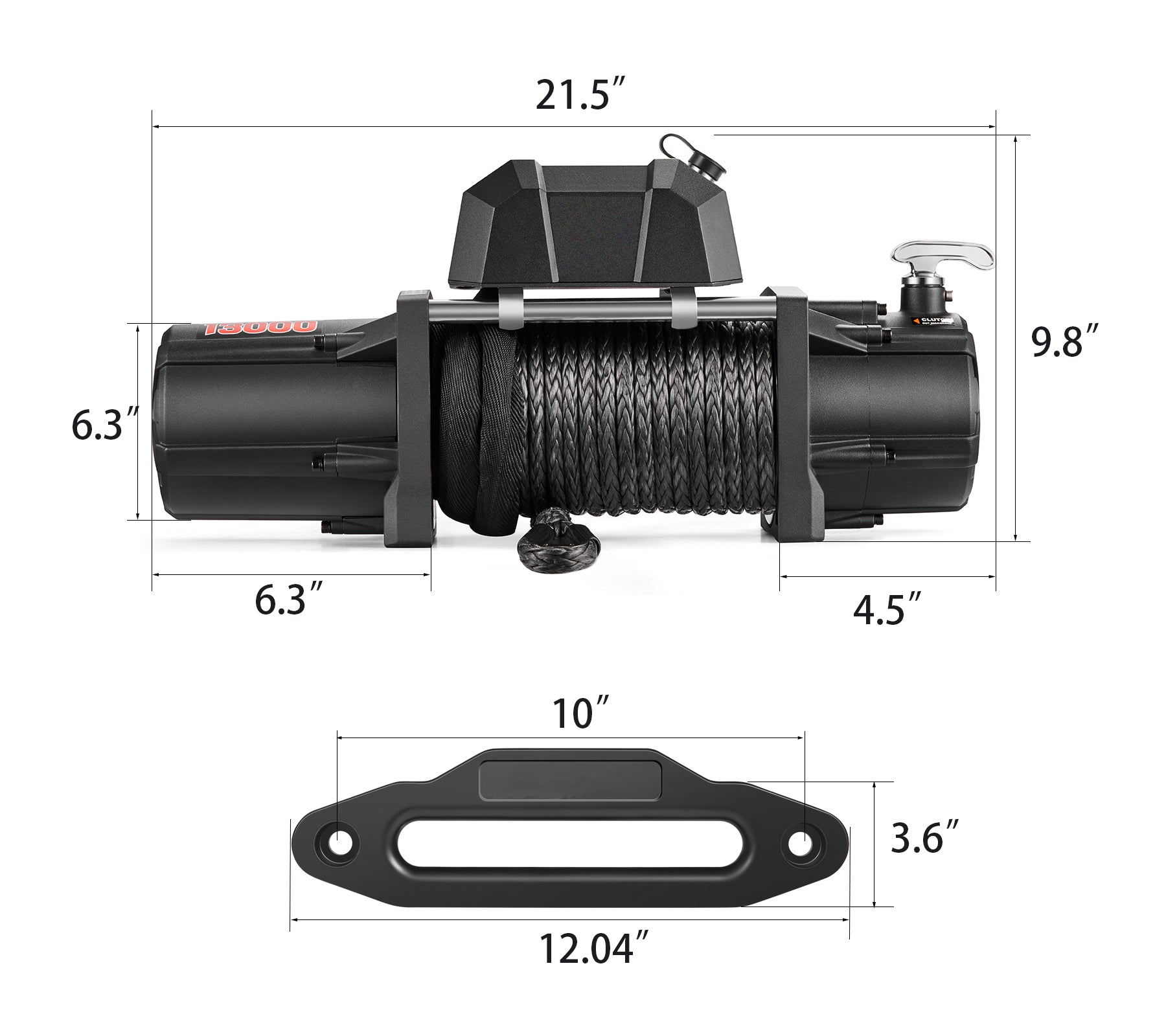 AOTOWO 13000 lb. Premium Electric Winch 12V Waterproof Synthetic Rope