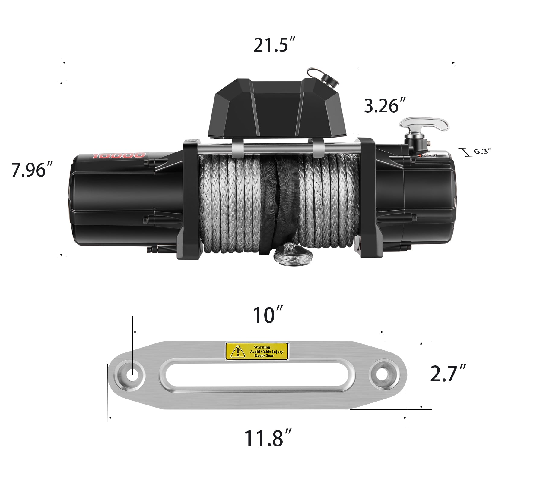 AOTOWO 10000lb. Electric Truck Winch Synthetic Rope 12V, for SUV Trailers Offroad, Waterproof, Wireless Remote