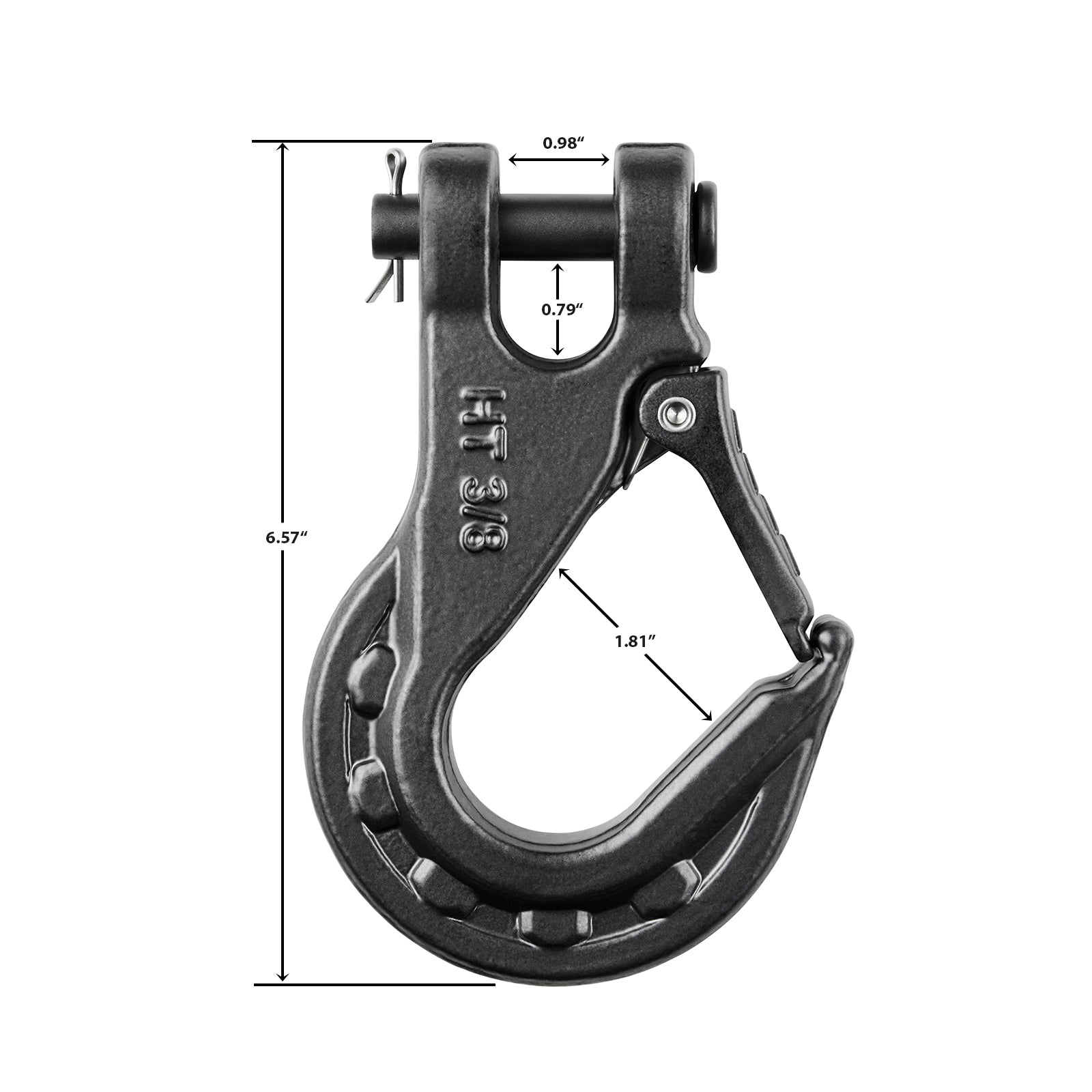 BPFAC ZEAK 3/8 Inch Winch Hook, Clevis Hook Heavy Duty with Safety Latch