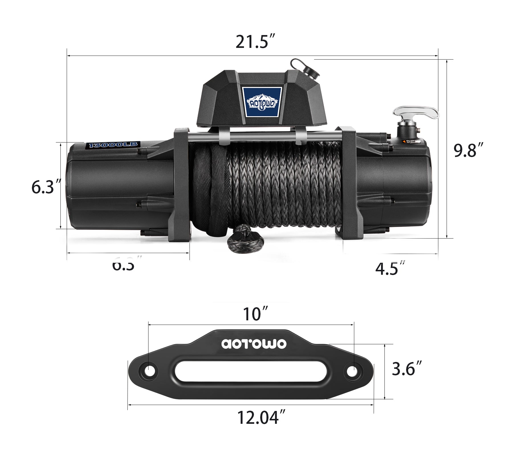 AOTOWO 13000 lb. Premium Electric Winch 12V Waterproof Synthetic Rope